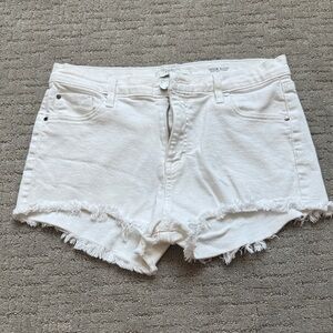 Fidelity White Frayed Hem Jean Shorts